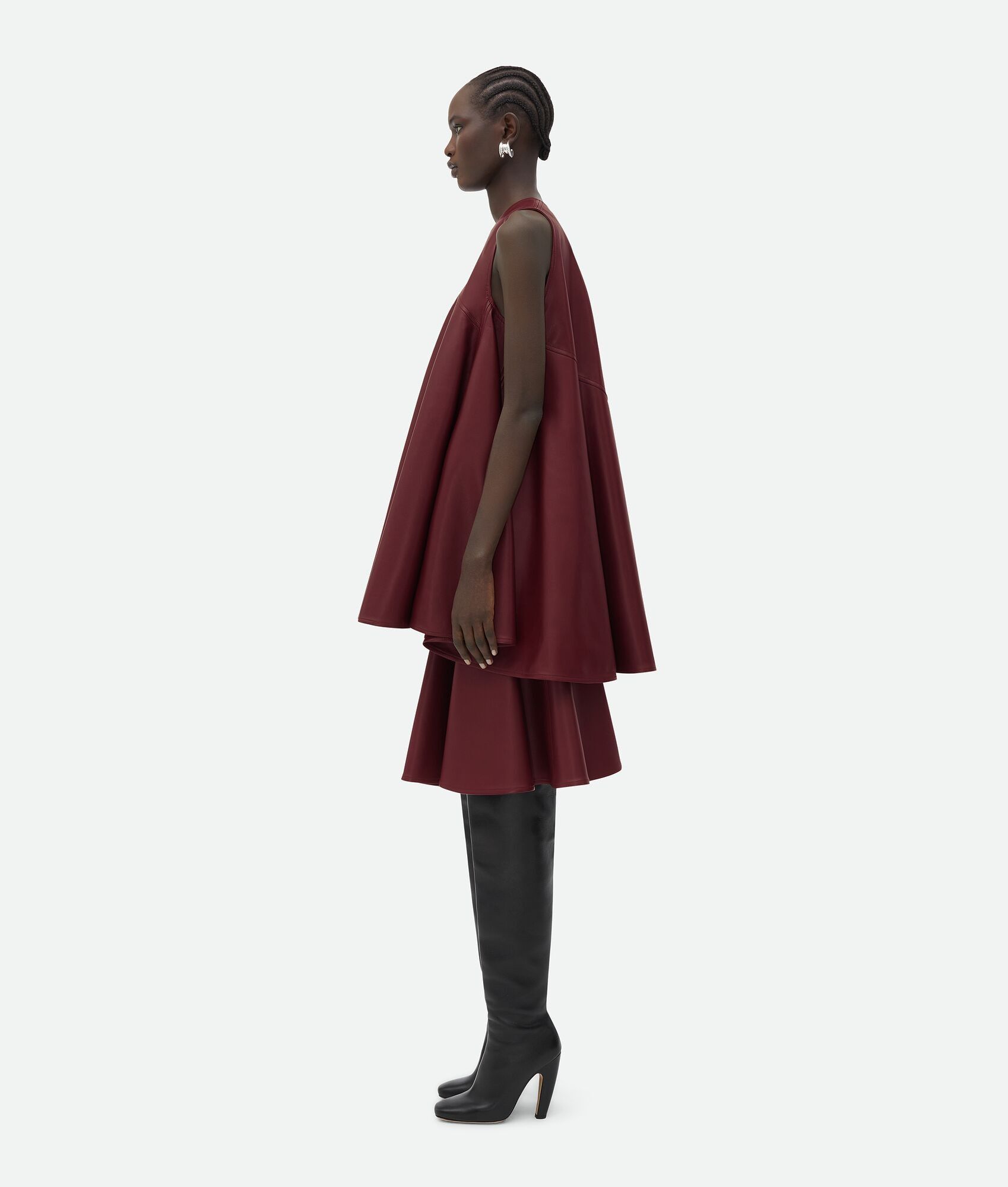 Bottega Veneta o1n1vont1224 Leather A-Line Dress in Pomegranate Size M / US 6-8 / IT 42-44 - 2 Thumbnail