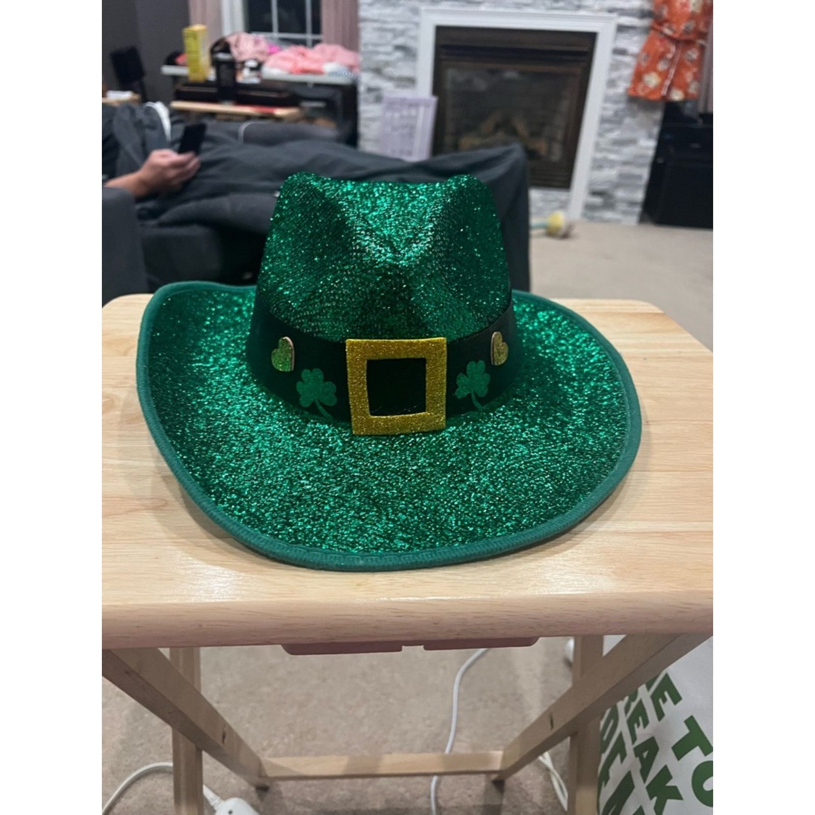 & Other Stories 🍀 St. Patrick’s Day Green Glitter Cowboy Hat 🍀 Size ONE SIZE - 6 Thumbnail