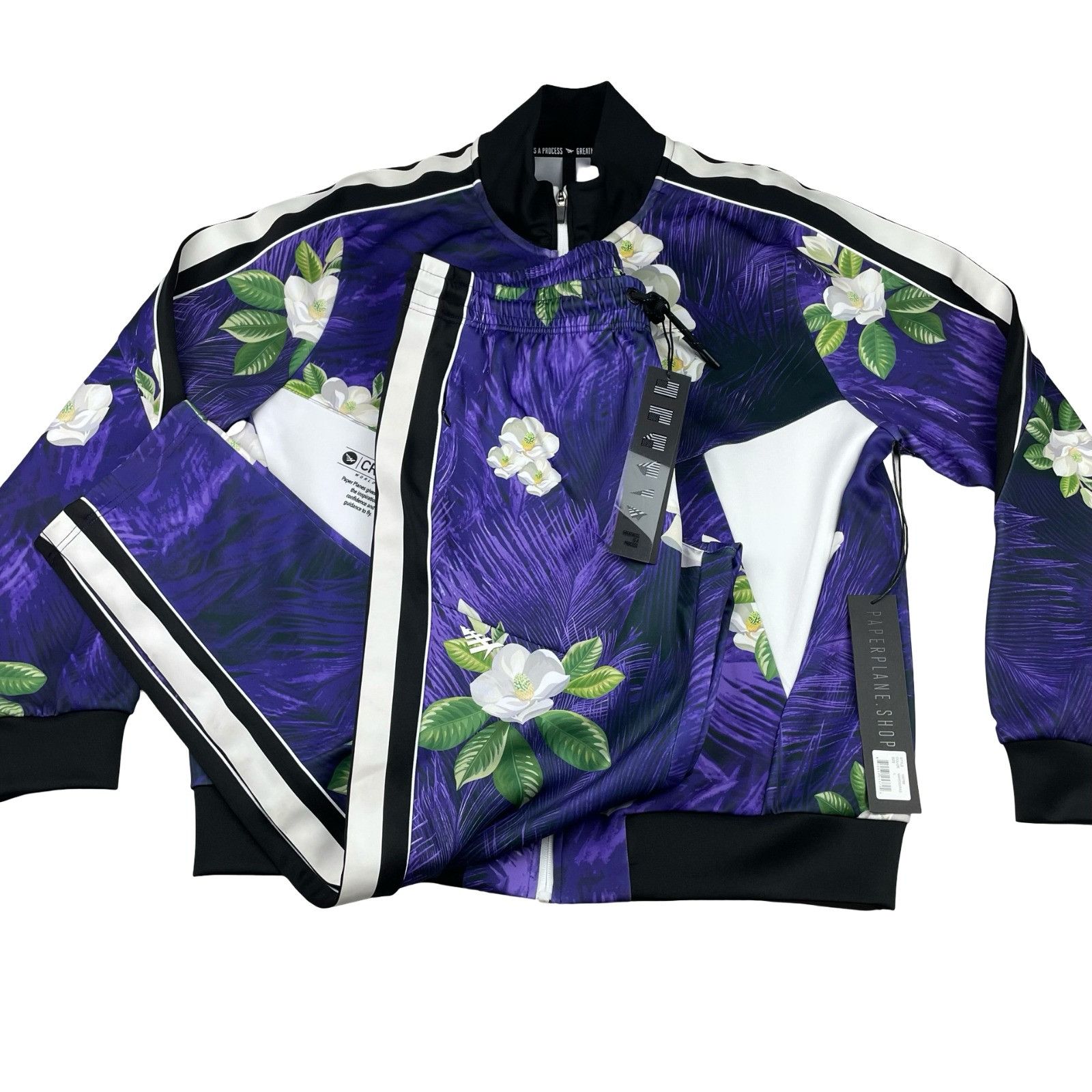 Paper Planes NEW Paperplanes Men's Track Suit Purple Mardigras Floral • L Size US L / EU 52-54 / 3 - 1 Thumbnail
