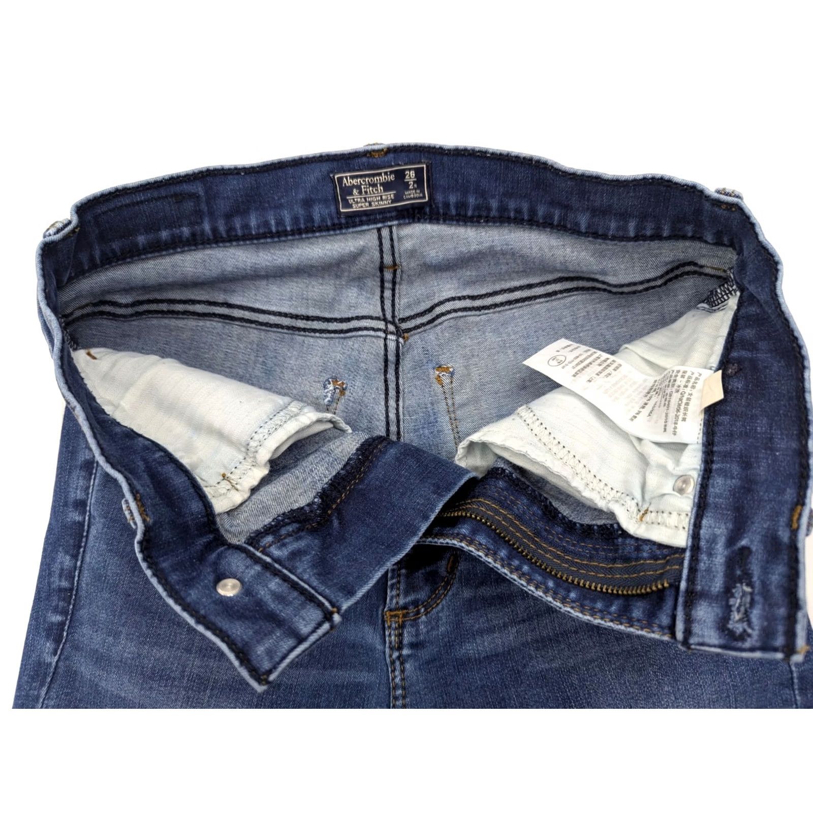 Abercrombie & Fitch Abercrombie & Fitch Jeans Women 26 Skinny Denim 5-Pocket Zipper Button Distressed Blue Mid Rise Modern Regular Fit 26x30 Vintage No Size 26" / US 2 / IT 38 - 7 Thumbnail