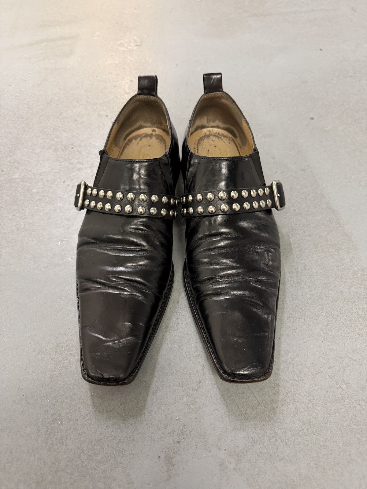 Junya Watanabe Comme des Garçons AW 2000 Studded Strap Leather Loafers Size US 8 / IT 38 - 3 Thumbnail