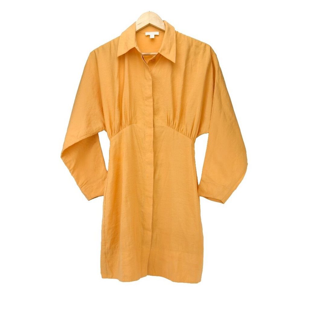 Cos COS Gathered Button Down Light Orange Shirt Dress Size 2 Size XS / US 0-2 / IT 36-38 - 3 Thumbnail