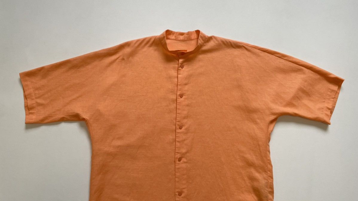 Pleats Please Issey Miyake Coral Orange Curved Sleeve Shirt Size US M / EU 48-50 / 2 - 5 Thumbnail