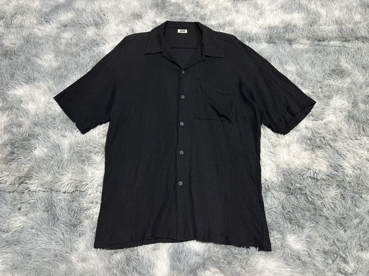 JUN MEN 🔥Vintage Jun Men Black Pleated Shirt Short Sleeve Size US L / EU 52-54 / 3 - 1 Thumbnail