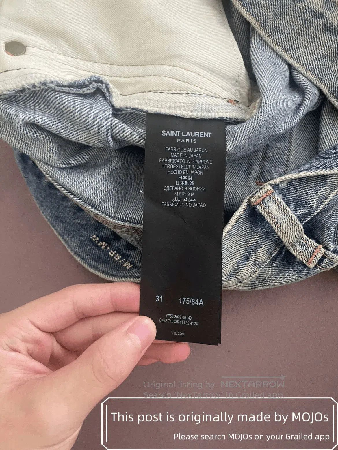 Saint Laurent Paris Sz 31 Saint Laurent Paris 22AW Heavy Washed Denim mojos1831 Size US 31 - 3 Thumbnail