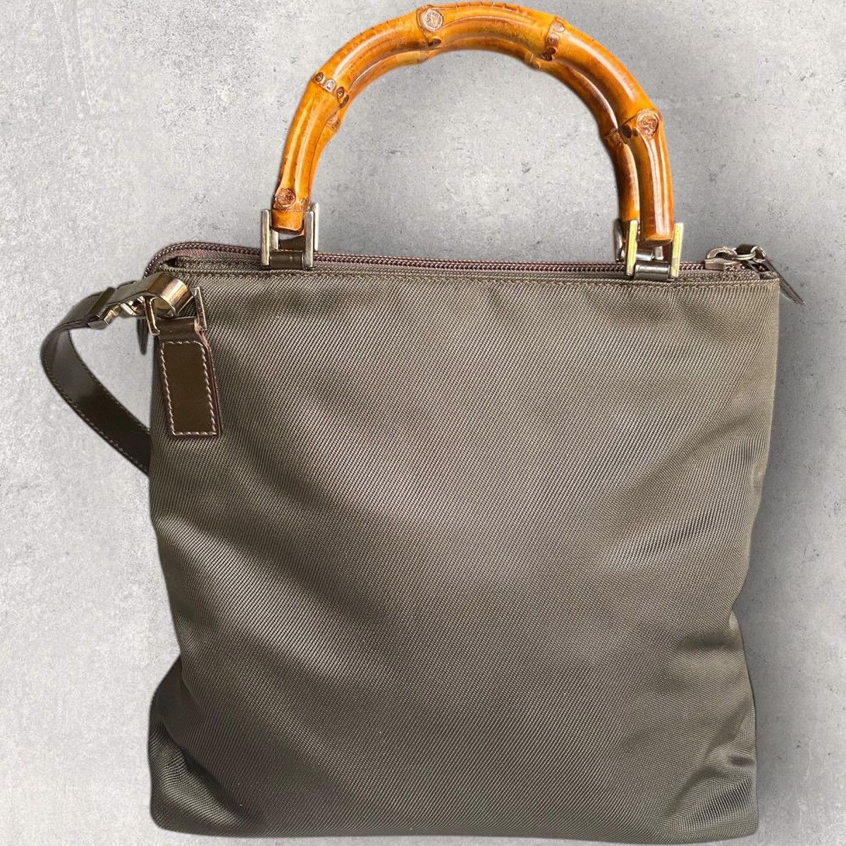 Gucci Vintage Gucci Bamboo Canvas Shoulder Bag Size ONE SIZE - 3 Thumbnail