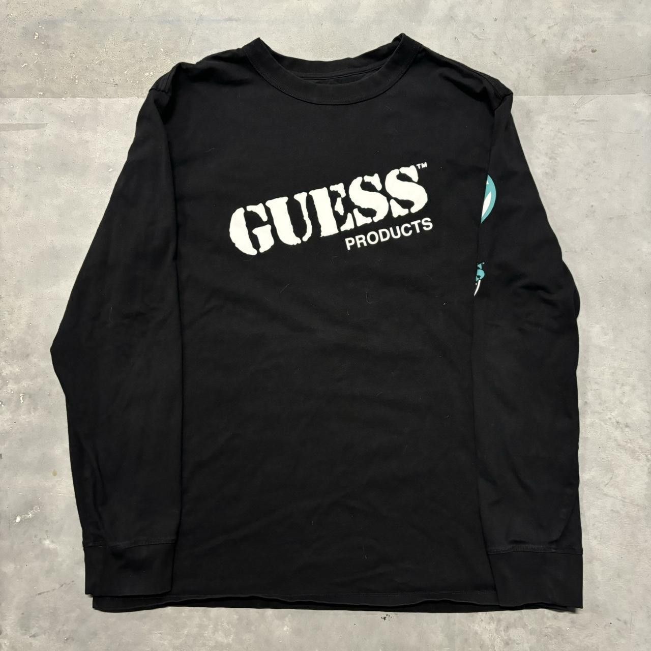 Guess × Vintage Crazy Vintage Y2K/2000s Black Guess Streetwear Longslevee Tee! Size US L / EU 52-54 / 3 - 1 Thumbnail