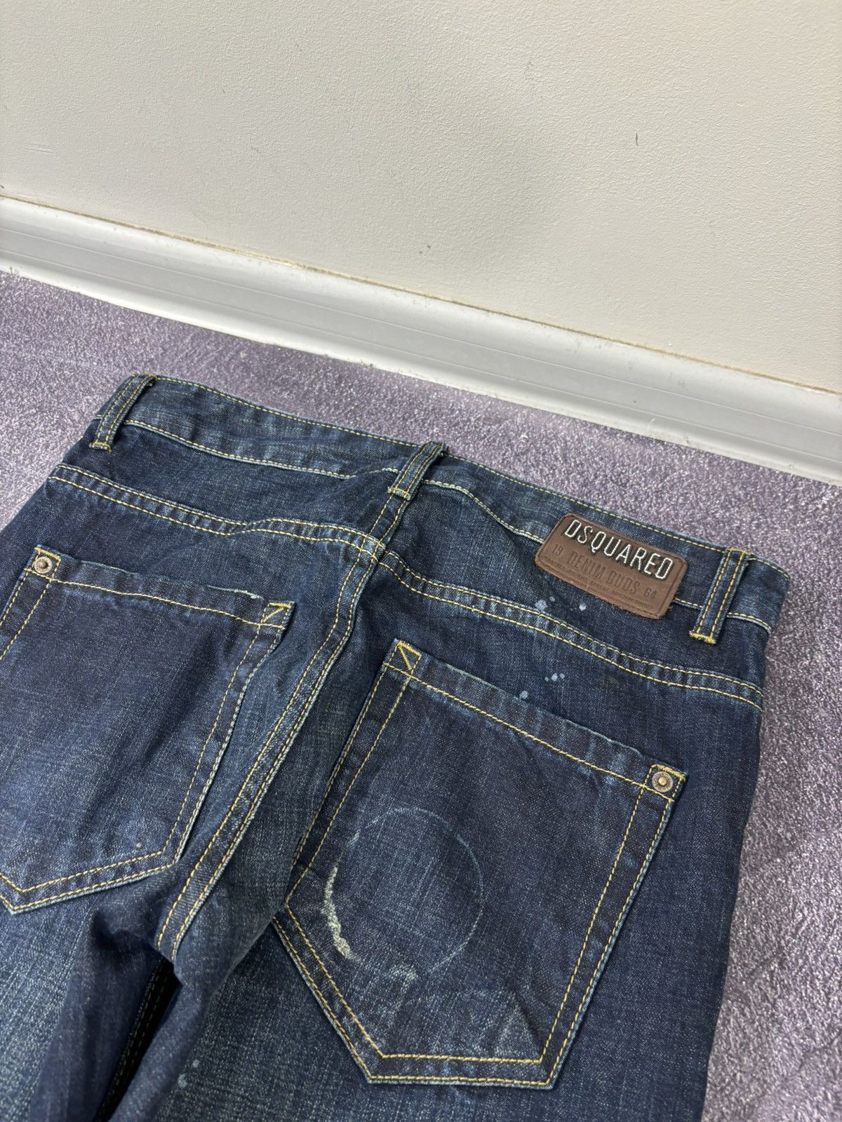 Dsquared2 Dsquared2 Men’s Faded Navy Blue Ripped Slim Fit Denim Jeans Size US 32 / EU 48 - 20 Thumbnail