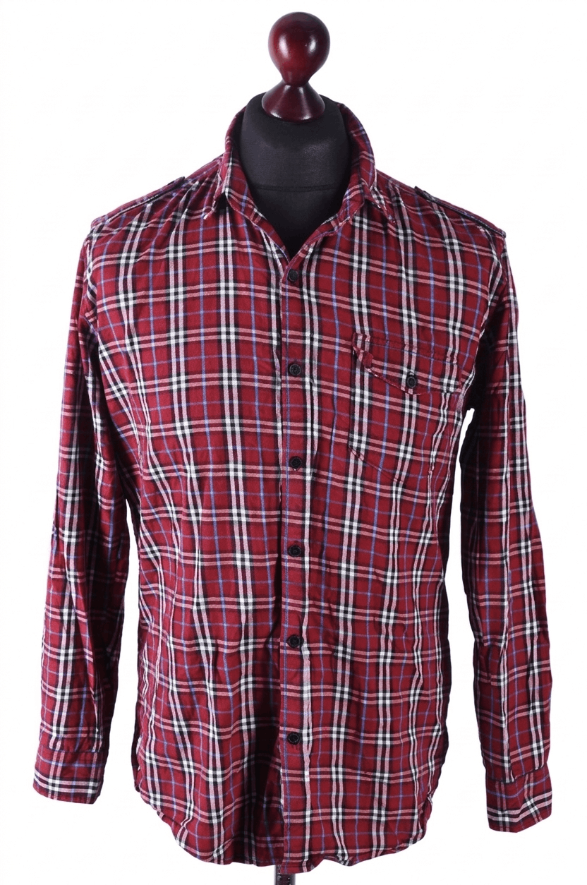 Burberry Burberry Brit Red Plaid Long Sleeve Button Down Shirt Size M Size US M / EU 48-50 / 2 - 1 Thumbnail