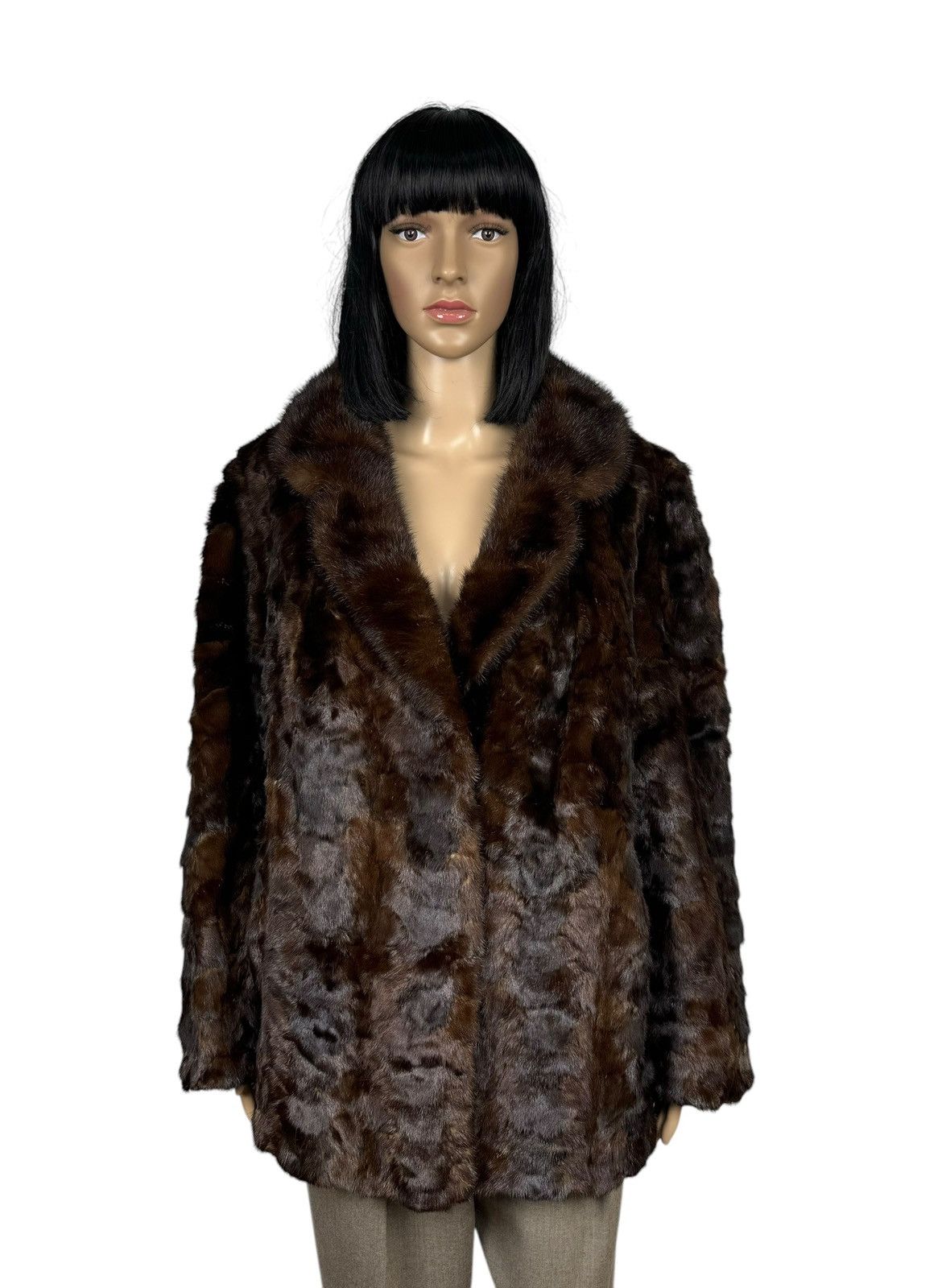 Handmade Brown Real Mink Fur Coat Jacket Size Large Size L / US 10 / IT 46 - 1 Thumbnail