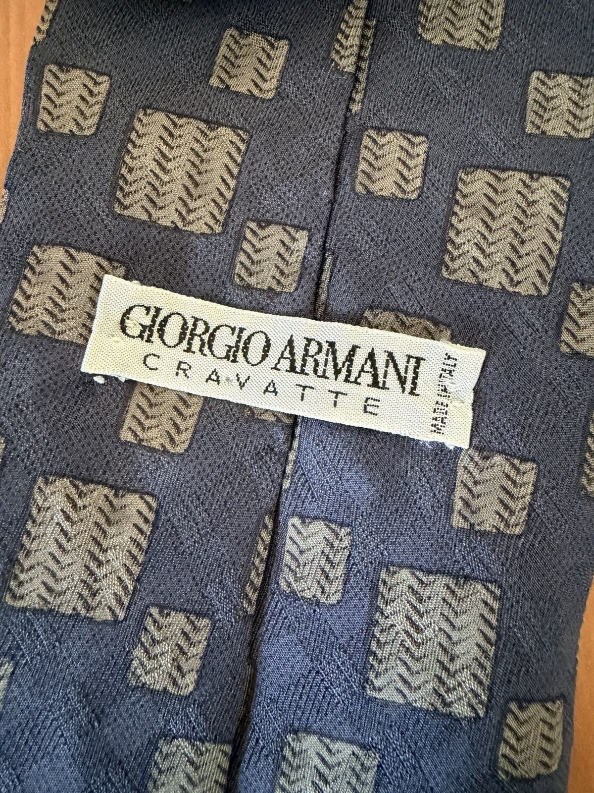 Giorgio Armani Giorgio Armani Cravatte Silk Tie Blue Geometric Squares Size ONE SIZE - 6 Thumbnail