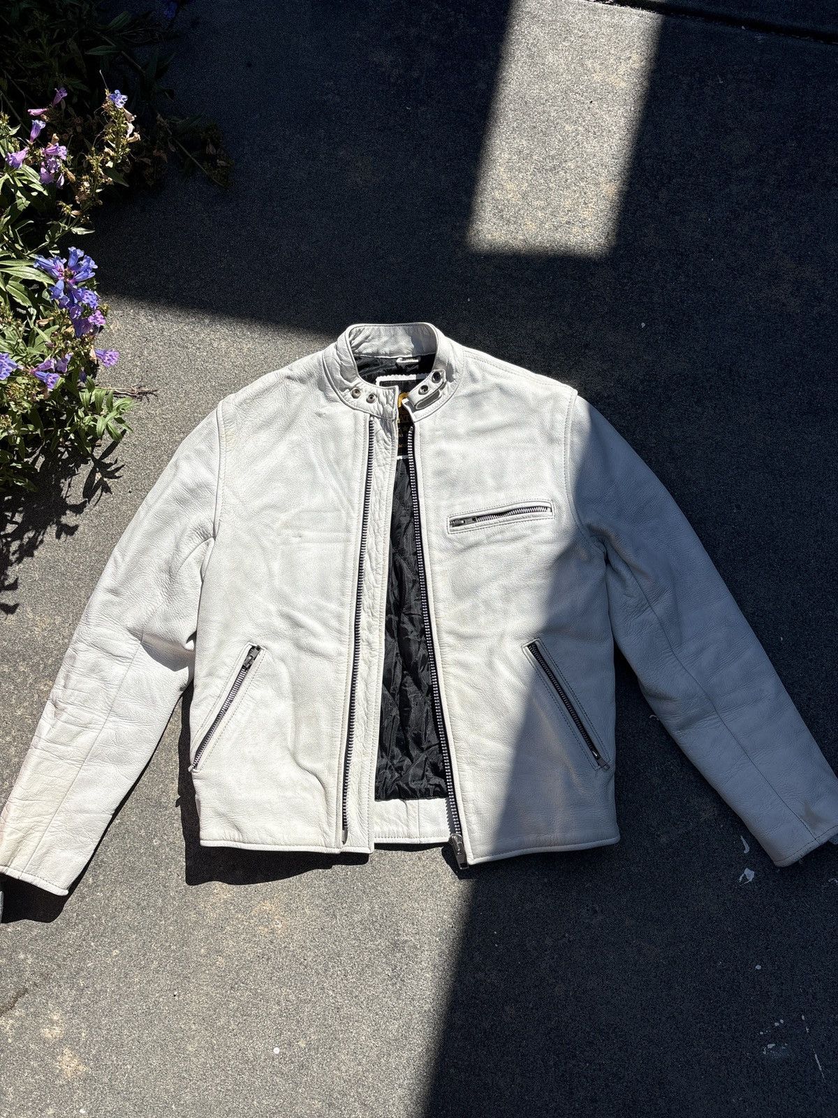 Other 90s White Leather Motorcycle Jacket Size US M / EU 48-50 / 2 - 1 Thumbnail