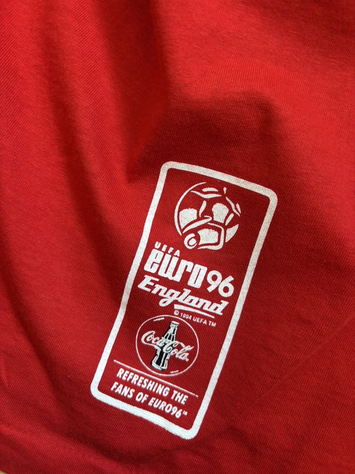Coca Cola × UEFA × Vintage UEFA EURO 1996 ENGLAND Coca-Cola Graphic Print T-shirt Size US L / EU 52-54 / 3 - 6 Thumbnail
