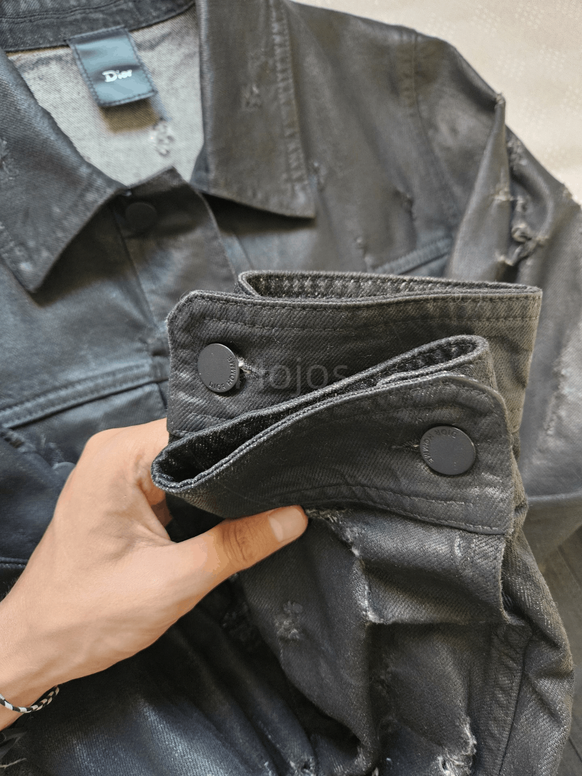 Sz 44 Dior Homme 04SS By Hedi Waxed Distressed Denim Jacket