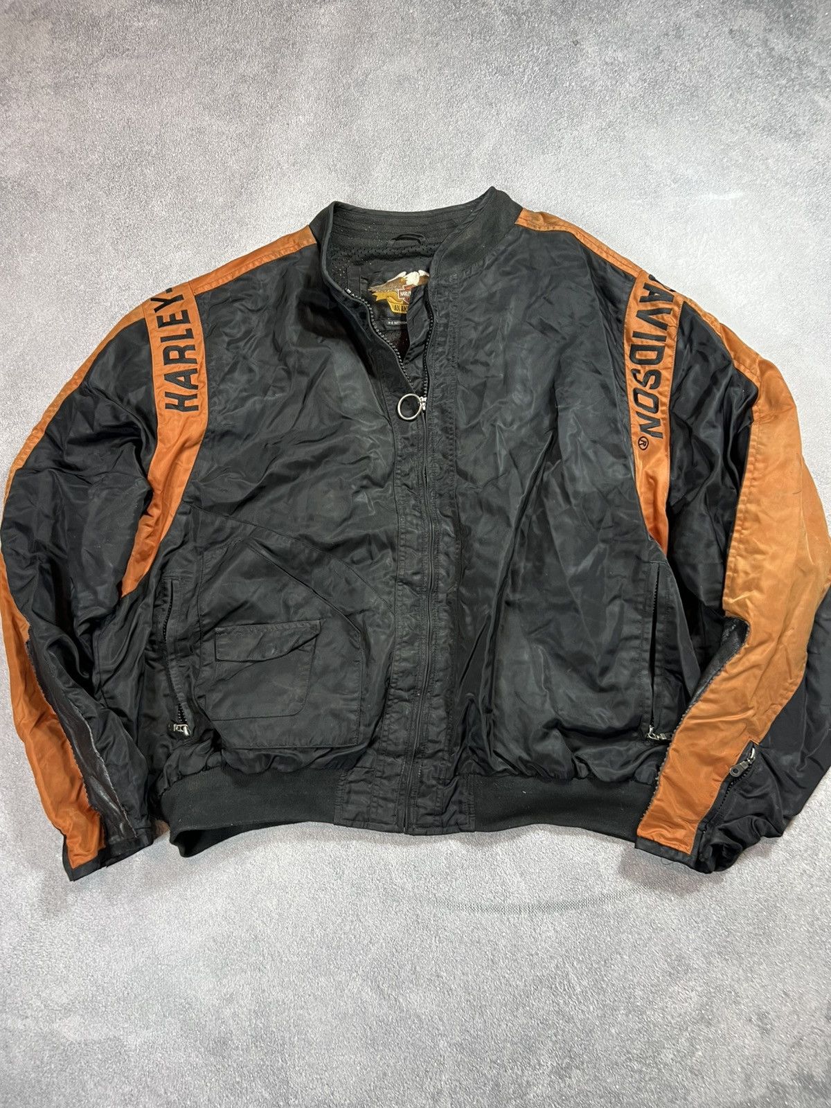 Harley Davidson 🔥VINTAGE Y2K HYPE HARLEY-DAVIDSON NYLON BOMBER MENS JACKET Size US XXL / EU 58 / 5 - 6 Thumbnail
