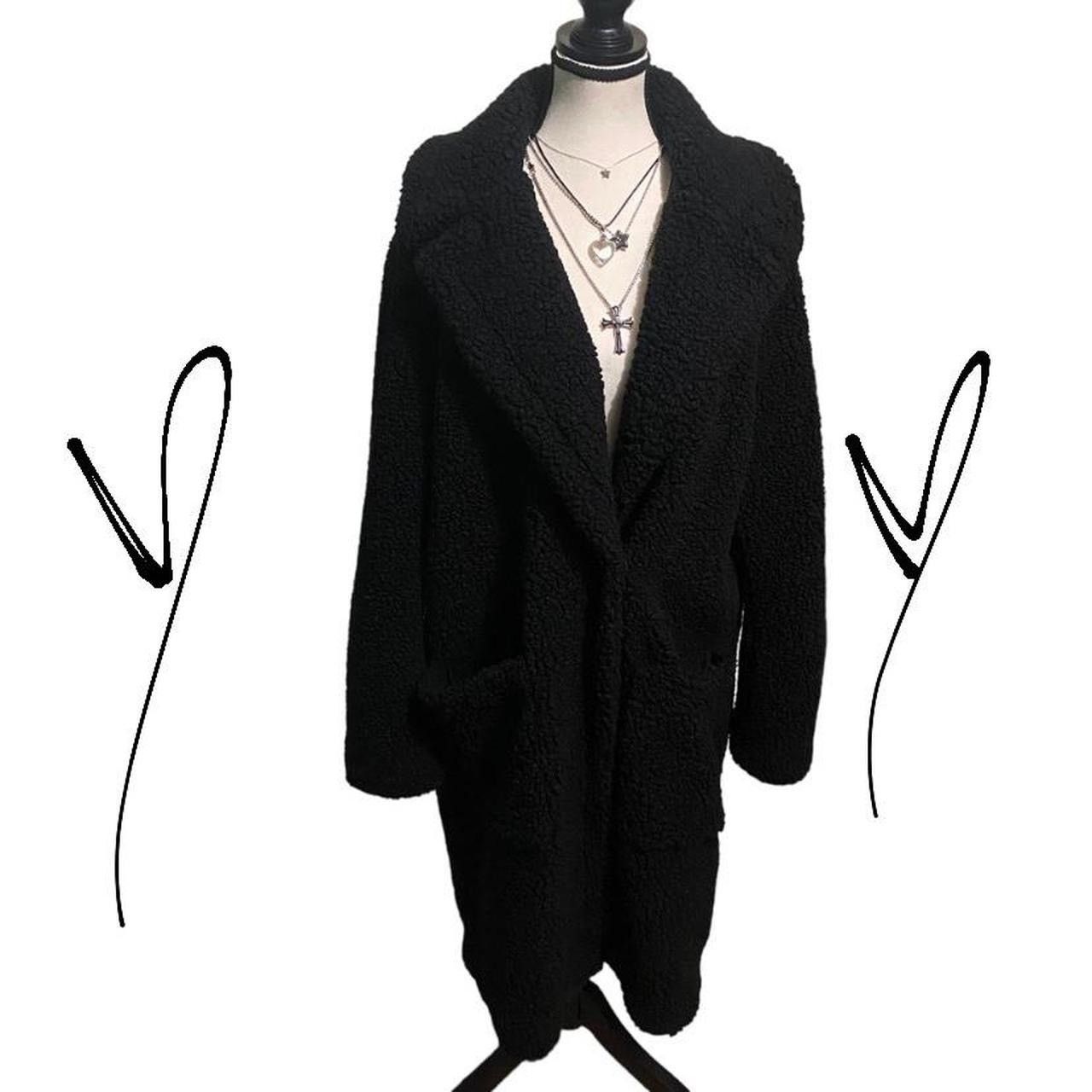 image of Nine West Black Double Breasted Teddy Coat ⋆｡‧₊°♱༺, Women's (Size XL)