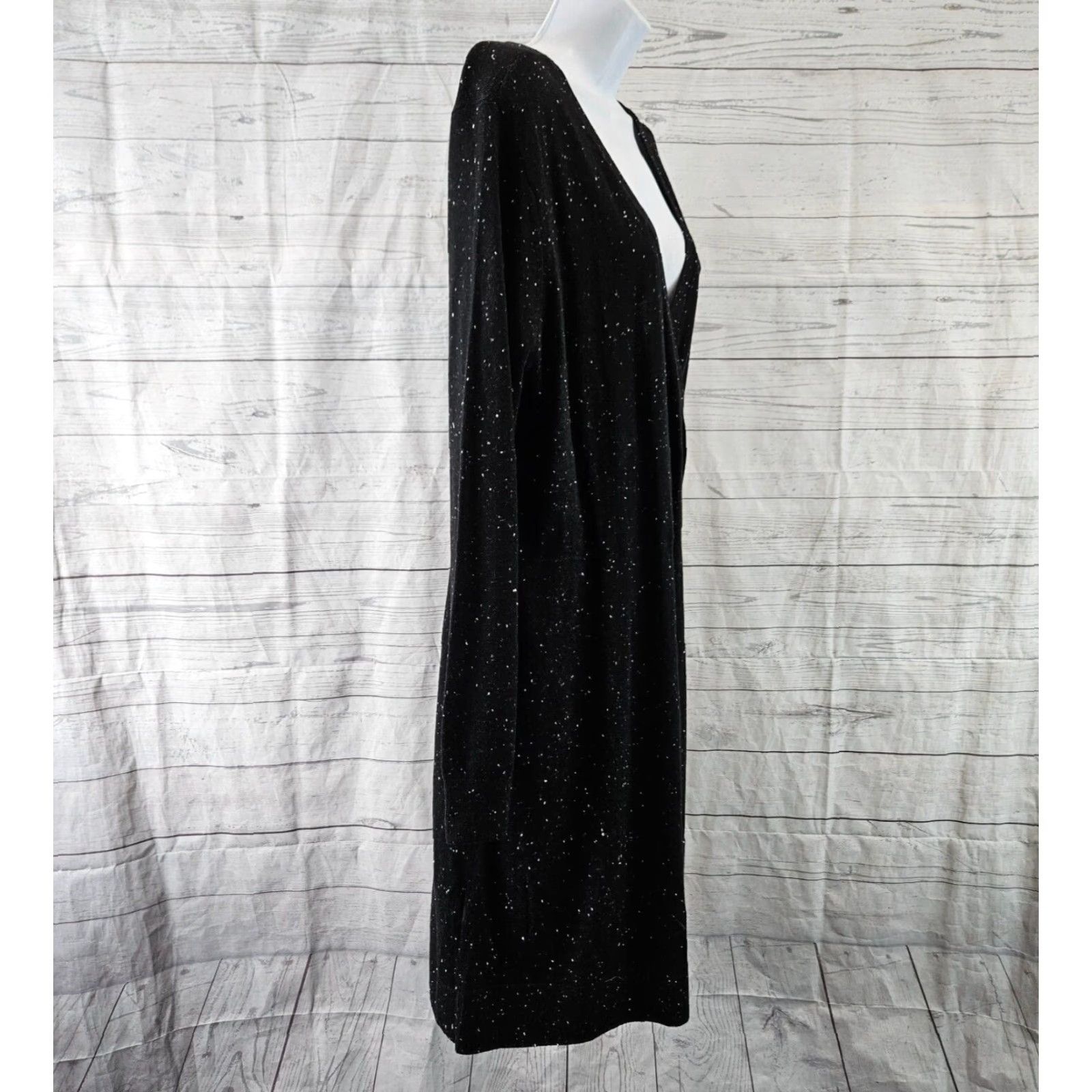 Loft Ann Taylor LOFT Womens Sweater Dress XL Black Speckled Long Sleeve V-Neck Size XL / US 12-14 / IT 48-50 - 3 Thumbnail