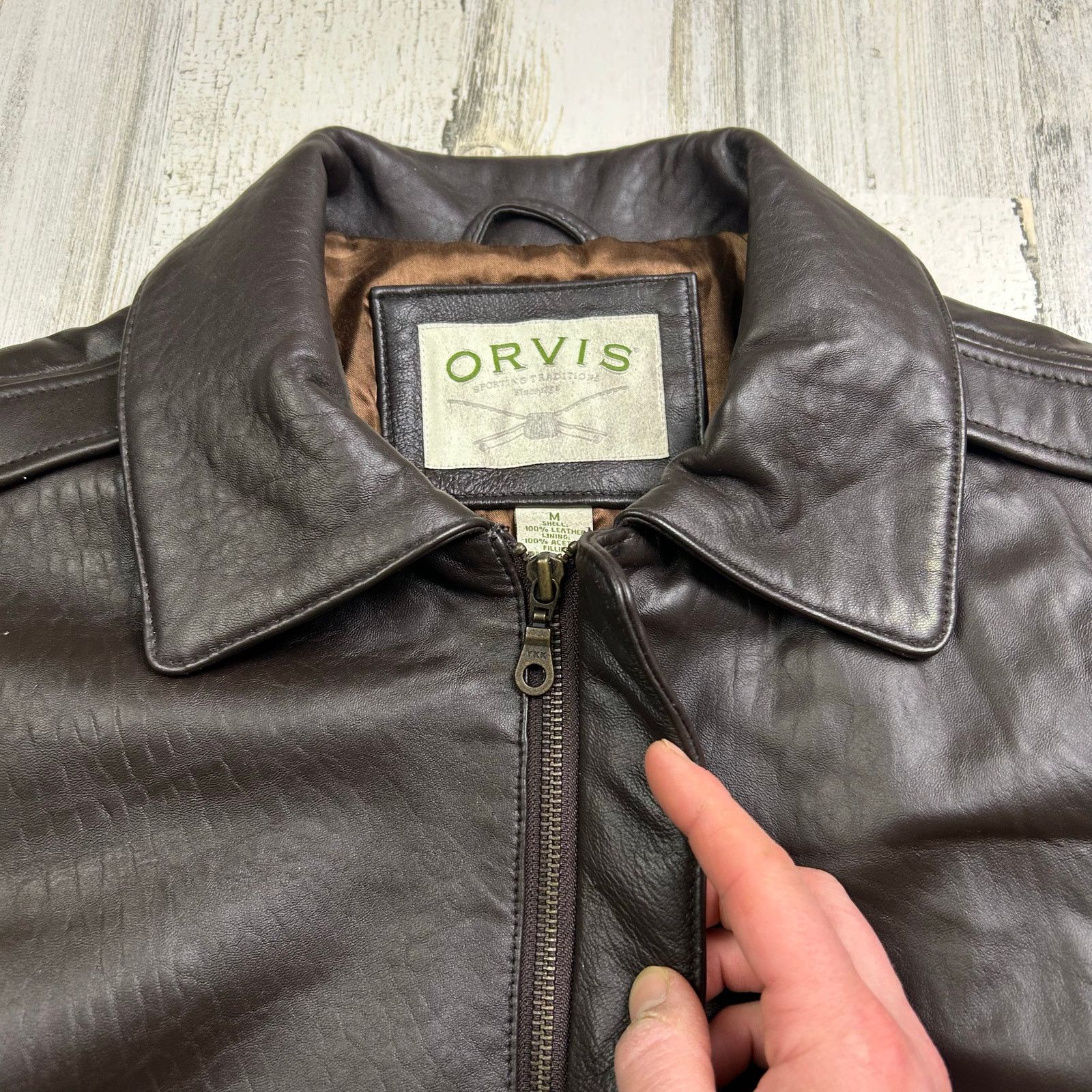 Orvis × Vintage Orvis Brown Leather Flight Aviator Bomber Jacket Size US M / EU 48-50 / 2 - 2 Thumbnail