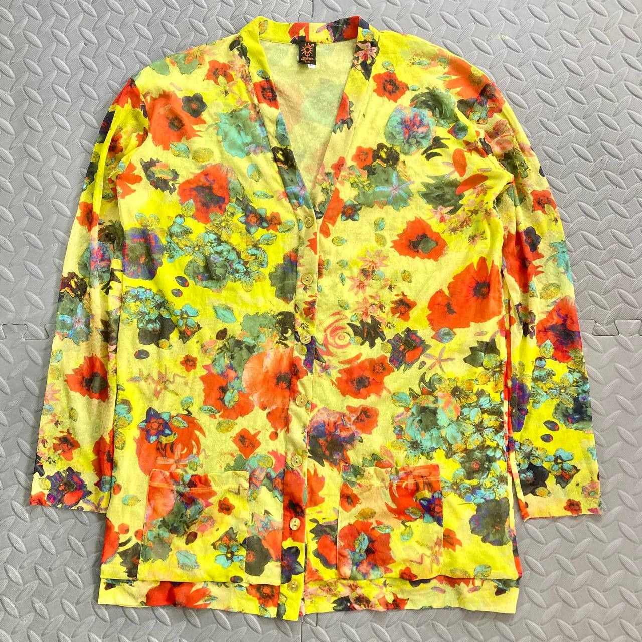 Jean Paul Gaultier Soleil – Sheer Mesh Floral Buttoned Cardigan Size L / US 10 / IT 46 - 5 Thumbnail