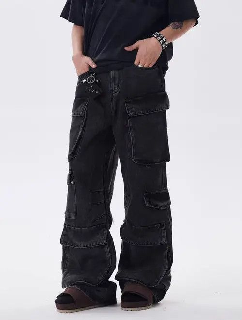 Japanese Brand × Jean Heavy vintage wash multi-pocket baggy jeans Size US 34 / EU 50 - 1 Thumbnail
