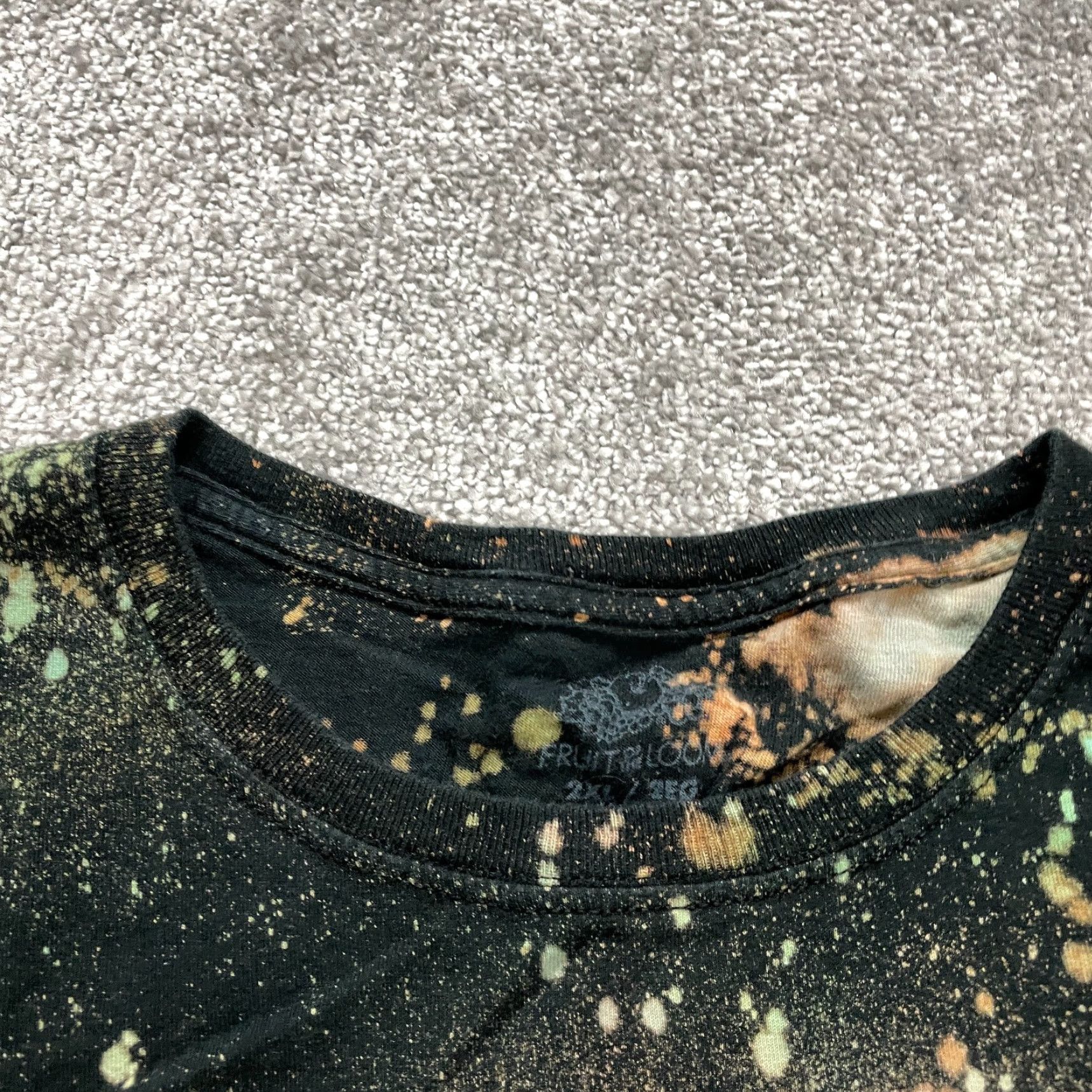 Fruit Of The Loom Fruit Of The Loom T-Shirt Men 2XL Black Crew Neck Short Sleeve Acid Wash Graphic Contemporary Retro Rock Polka Dot Classic Mens Size US XXL / EU 58 / 5 - 4 Thumbnail