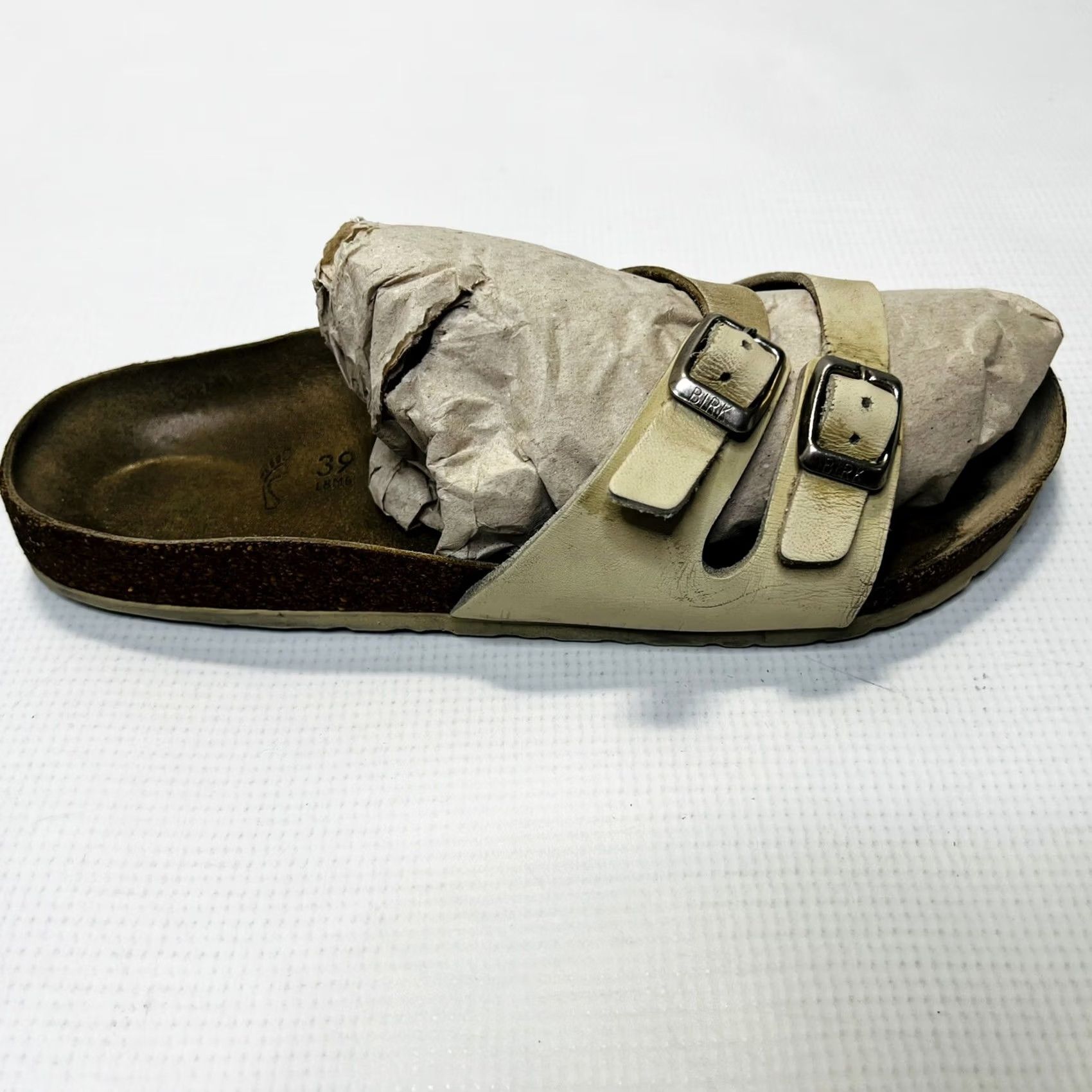Birkenstock Birkenstock Unisex Ibiza Cream Leather Slip On Sandals Size EU 39 L8 M6 Size US 8 / IT 38 - 3 Thumbnail