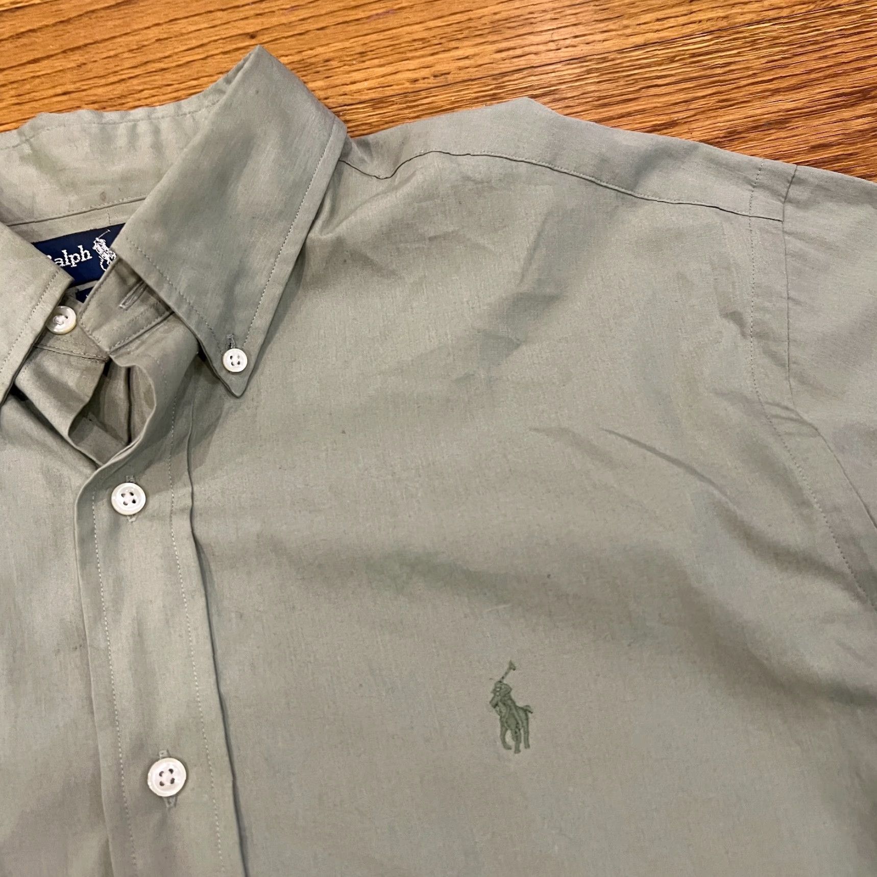 Ralph Lauren VINTAGE Ralph Lauren Yarmouth Dress Shirt Green Men’s 15.5 32/33 Shirt Long Sleeve Button-Down Collared Regular 32 in Logo Manufacturer: Ralph Lauren Size 42R - 3 Thumbnail