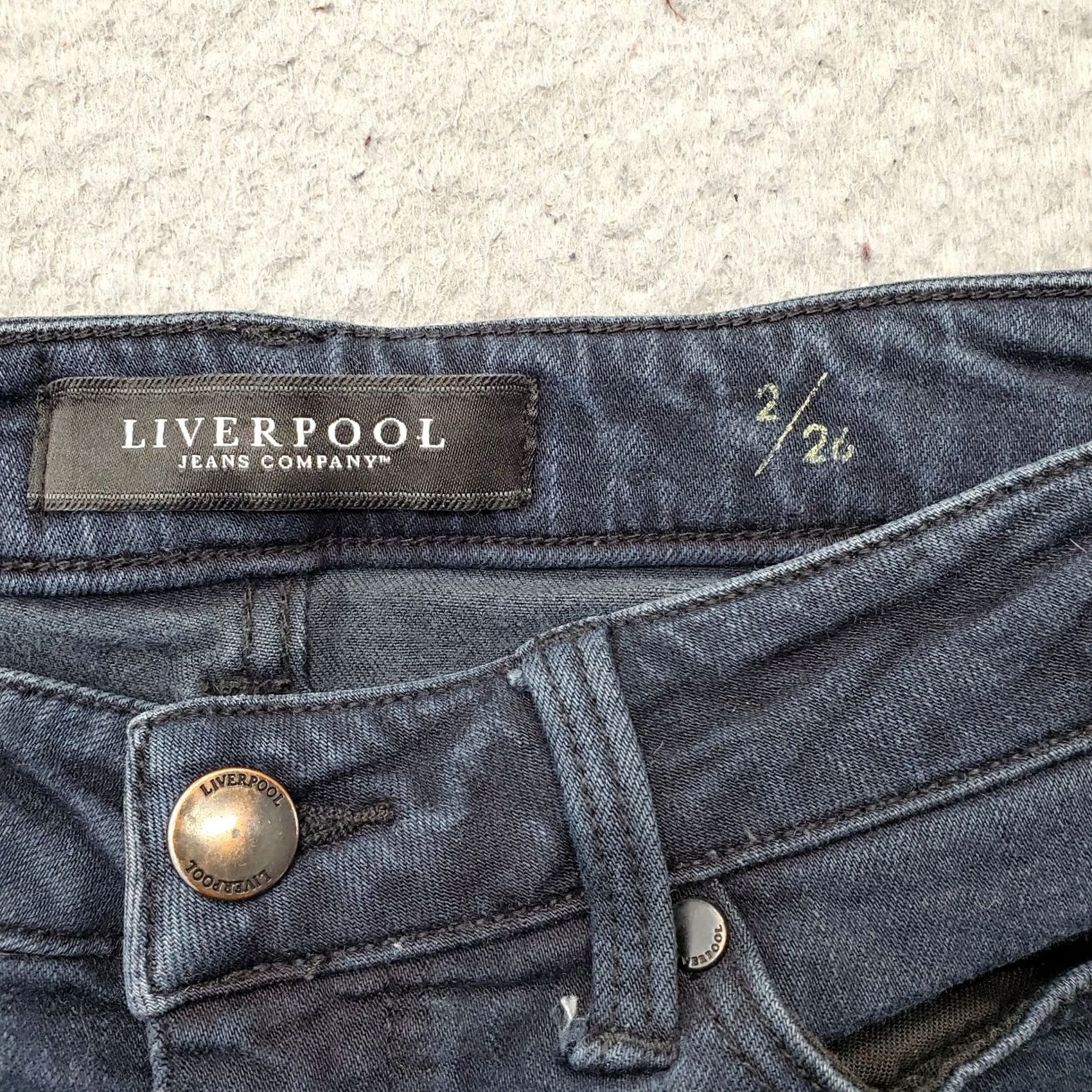 Vintage Liverpool Jeans Women's 2/26 Blue Denim High Rise Dark Wash Stretch Ankle Skinny Jeans Size 26" / US 2 / IT 38 - 7 Thumbnail