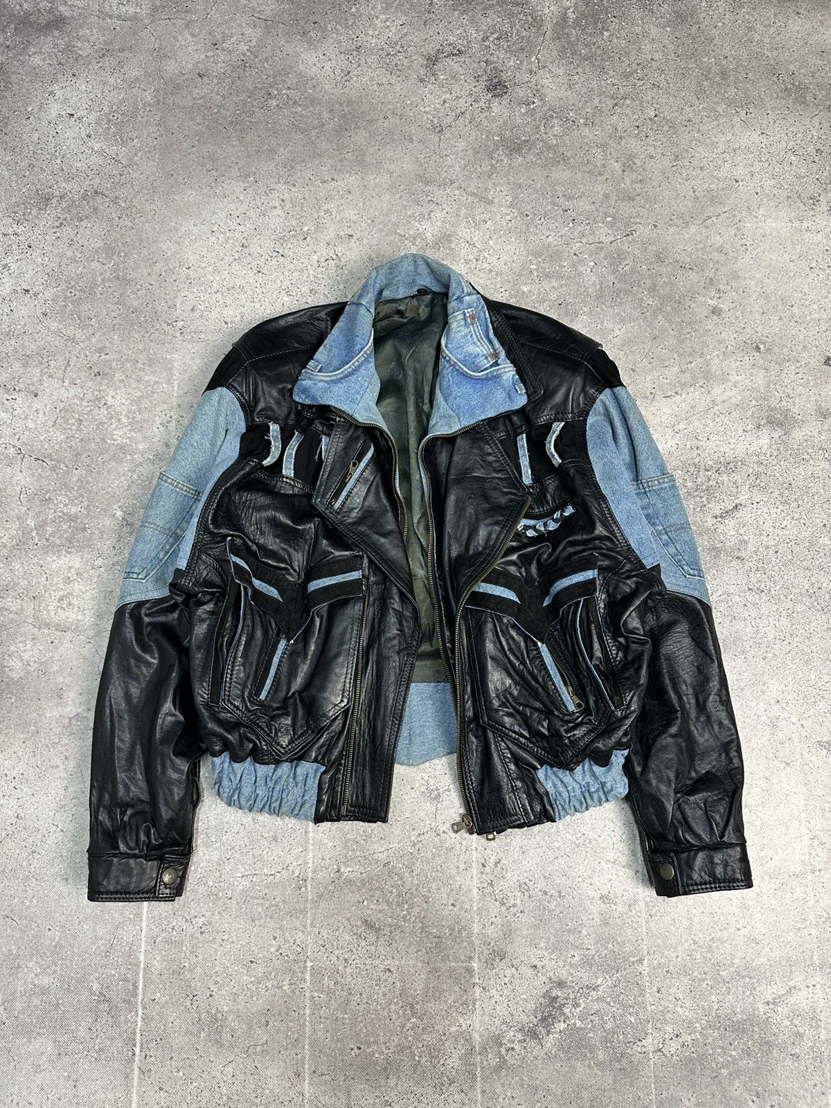 Vintage Vintage Junya Watanabe Style Leather Denim Jacket Rick Owens Size US L / EU 52-54 / 3 - 10 Thumbnail