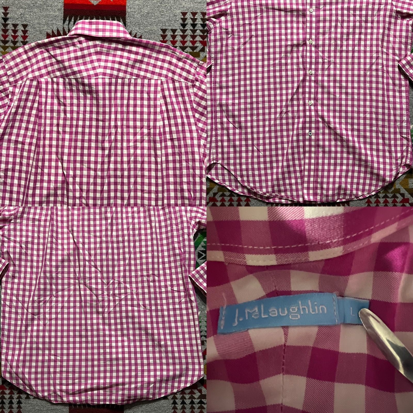 J.McLaughlin J. McLaughlin Shirt Mens Large Pink Check Button Up Long Sleeve Size US L / EU 52-54 / 3 - 8 Thumbnail