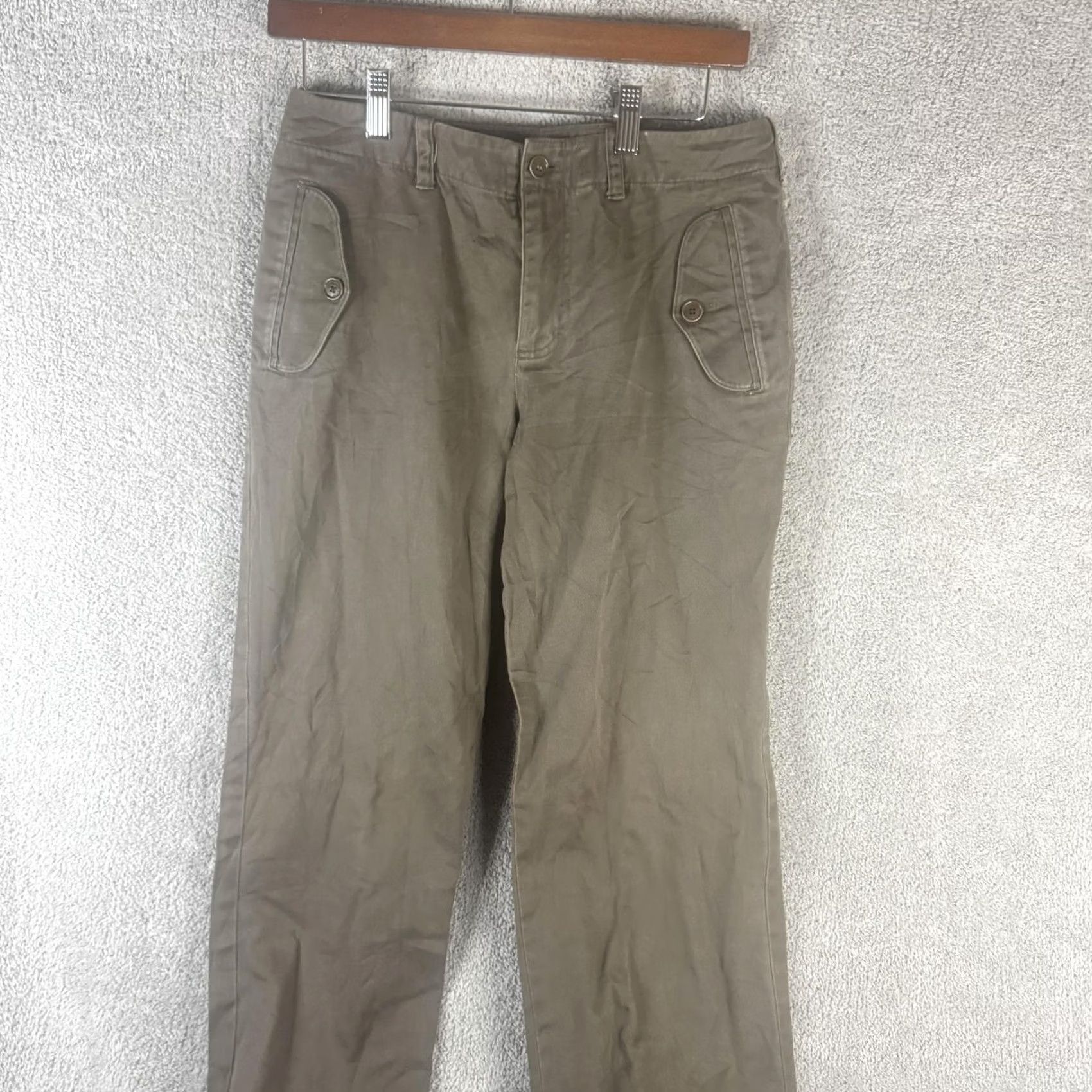 Ralph Lauren Lauren Ralph Lauren Pants Womens 8 Green Twill Chino Straight Leg Flap Pocket Front Zip Button Back Pocket Jeans Trousers Casual Size 30" / US 8 / IT 44 - 2 Thumbnail