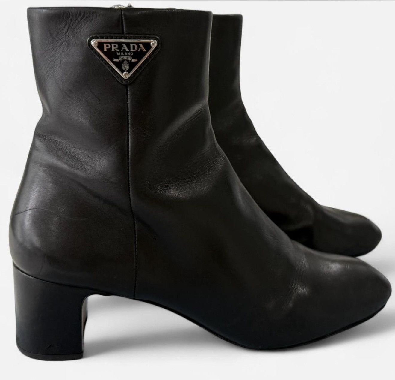 Prada Prada Black Leather Ankle Boots - Size 36.5 with Box Size US 6 / IT 36 - 3 Thumbnail