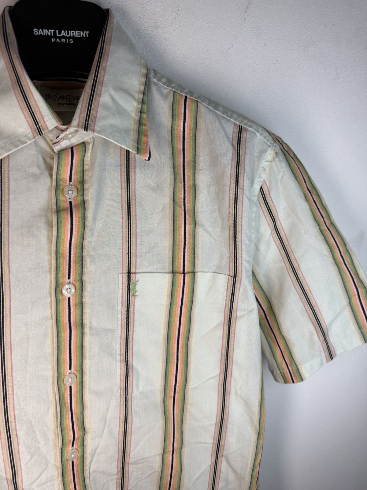 Multicolor YSL Shirt Short Sleeve Button Up Collar Vintage