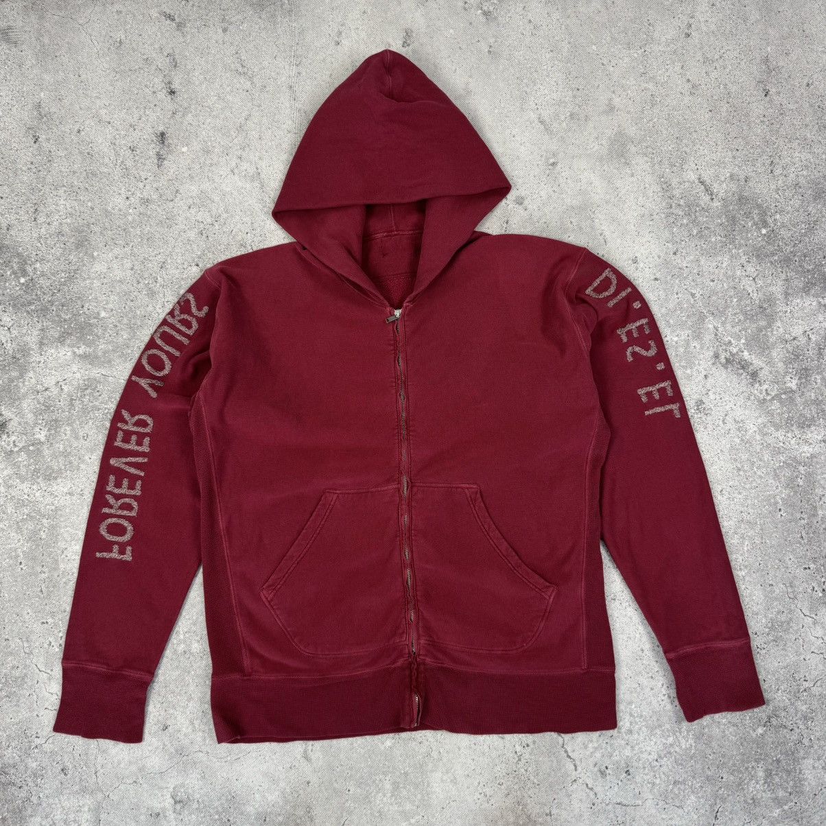 Diesel Vintage Diesel Y2K “Forever Yours” Avant Garde Zip Hoodie Size US XL / EU 56 / 4 - 1 Thumbnail