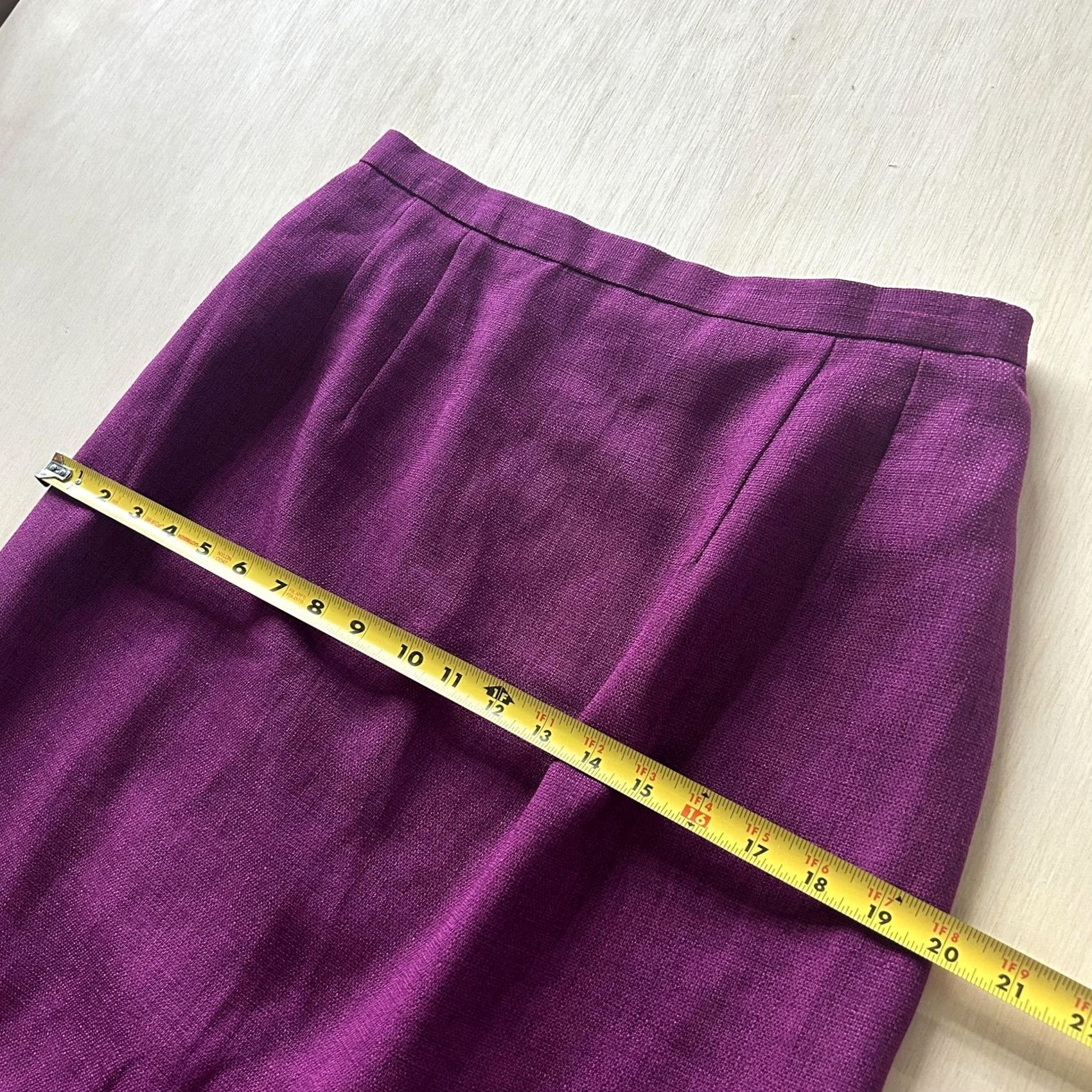 Vintage Plaza South Purple Long Pencil Skirt Womens 16 Elastic Waist Lined Back Zip Office Workwear Size 38" / US 16 / IT 52 - 5 Thumbnail