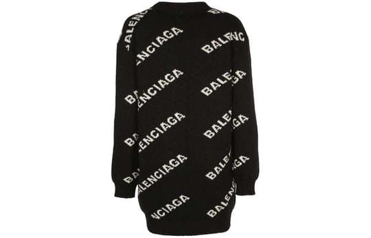 Balenciaga o1bcso1str0525 Allover Logo Cardigan in Black/White Size M / US 6-8 / IT 42-44 - 2 Thumbnail