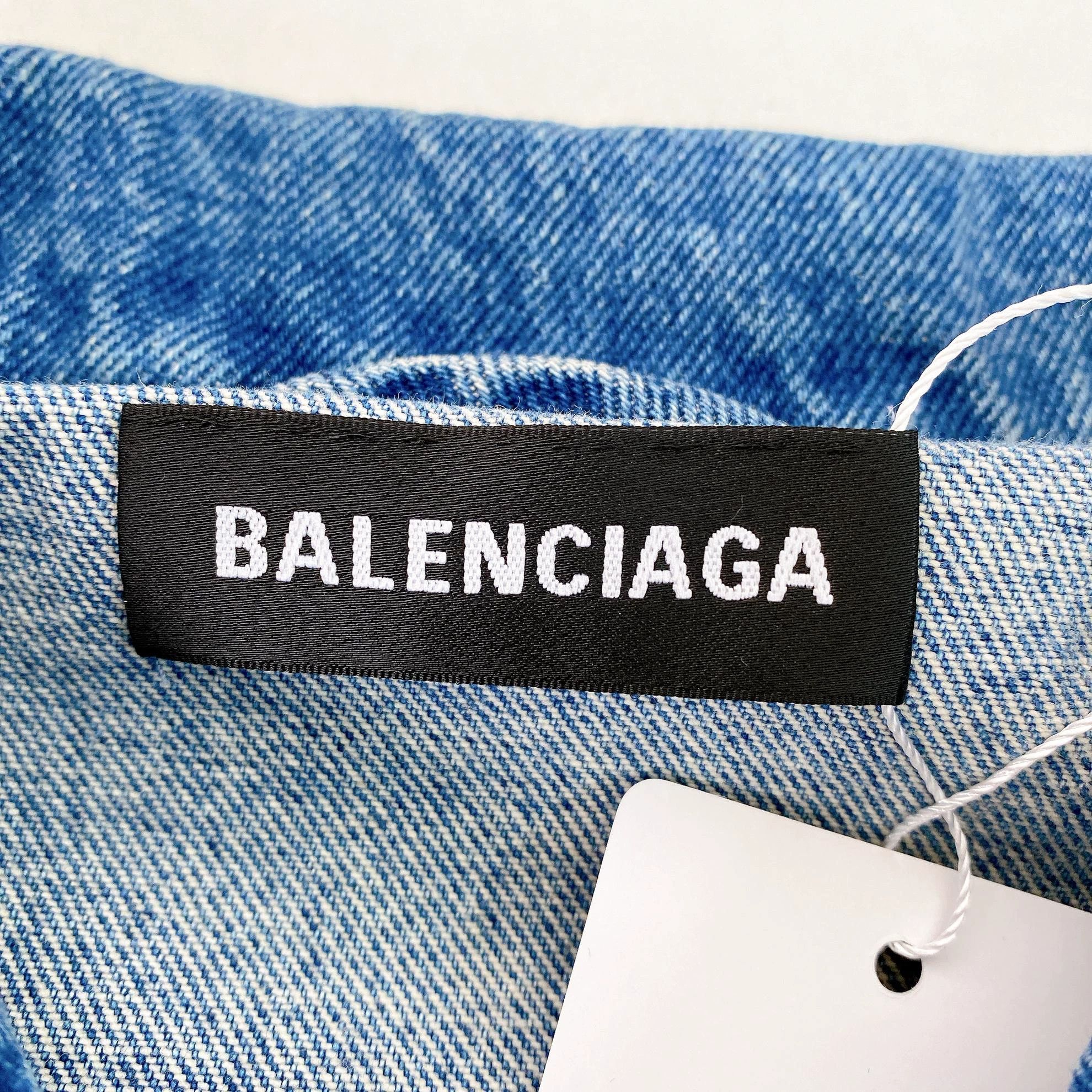 Balenciaga Balenciaga blue logo denim jacket 48 Size US M / EU 48-50 / 2 - 7 Thumbnail