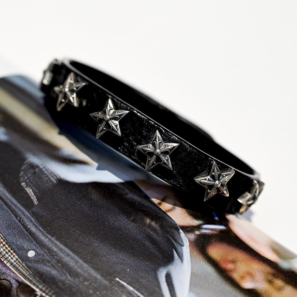 Chrome Hearts CHROME HEARTS 2 BTTN / 2 SNAP STAR SILVER BRACELET BLACK Size ONE SIZE - 8 Thumbnail