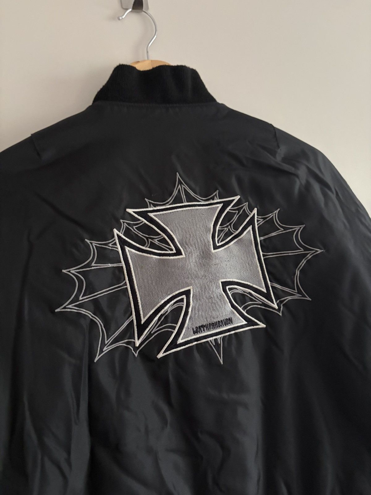 Vintage Gothic Flame Cross Embroidered Bomber Jacket Size US M / EU 48-50 / 2 - 7 Thumbnail