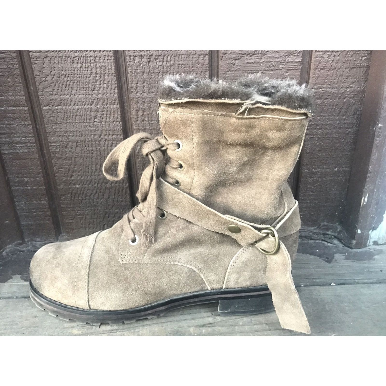 Vintage Kelsi Dagger GRITINA Women 9M Brown Leather Sidezip Bucklestrap Midcalf Boots Size US 9 / IT 39 - 7 Thumbnail