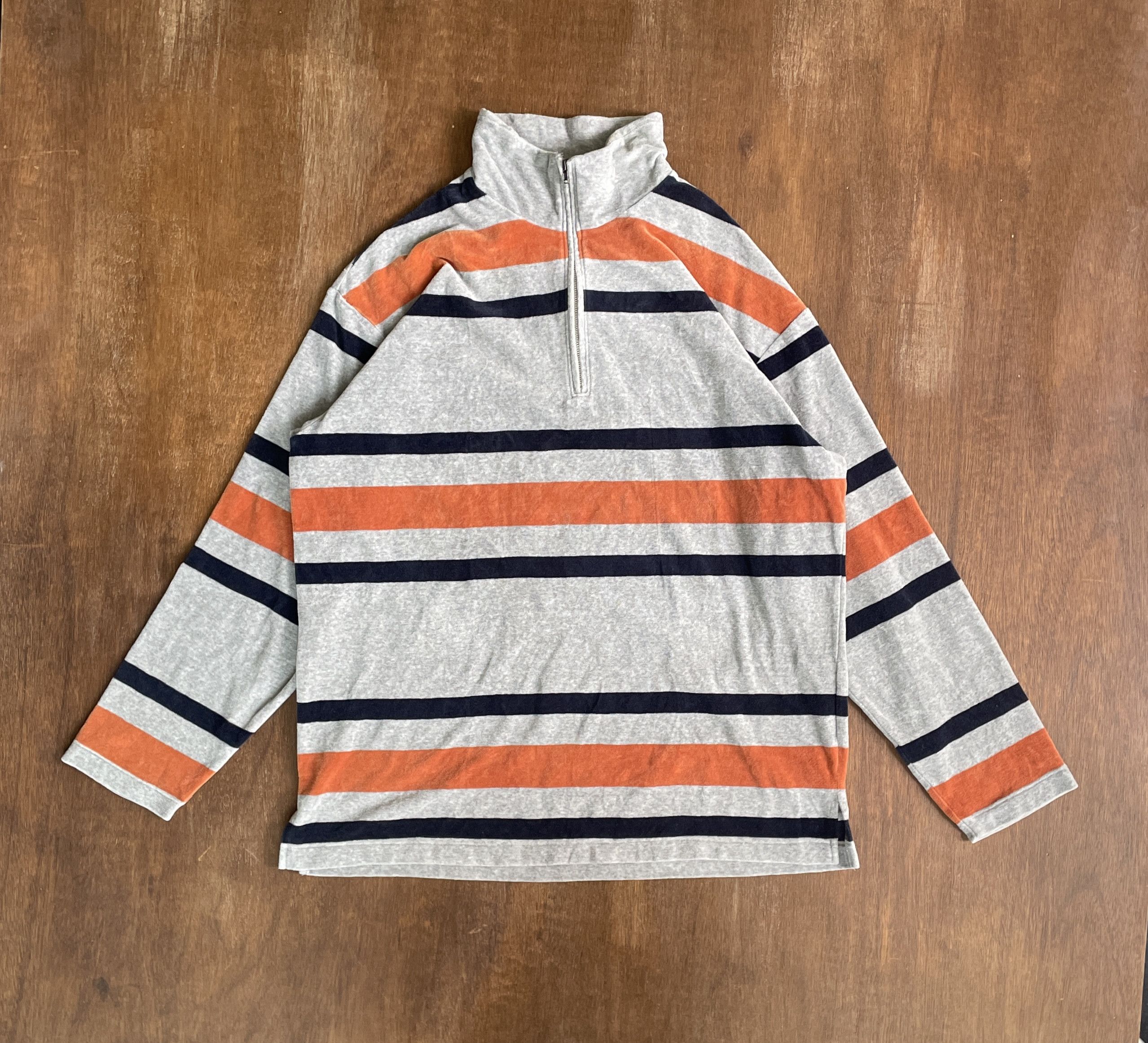Issey Miyake Issey Miyake Half Zip Stripped Sweatshirt Size US L / EU 52-54 / 3 - 1 Thumbnail