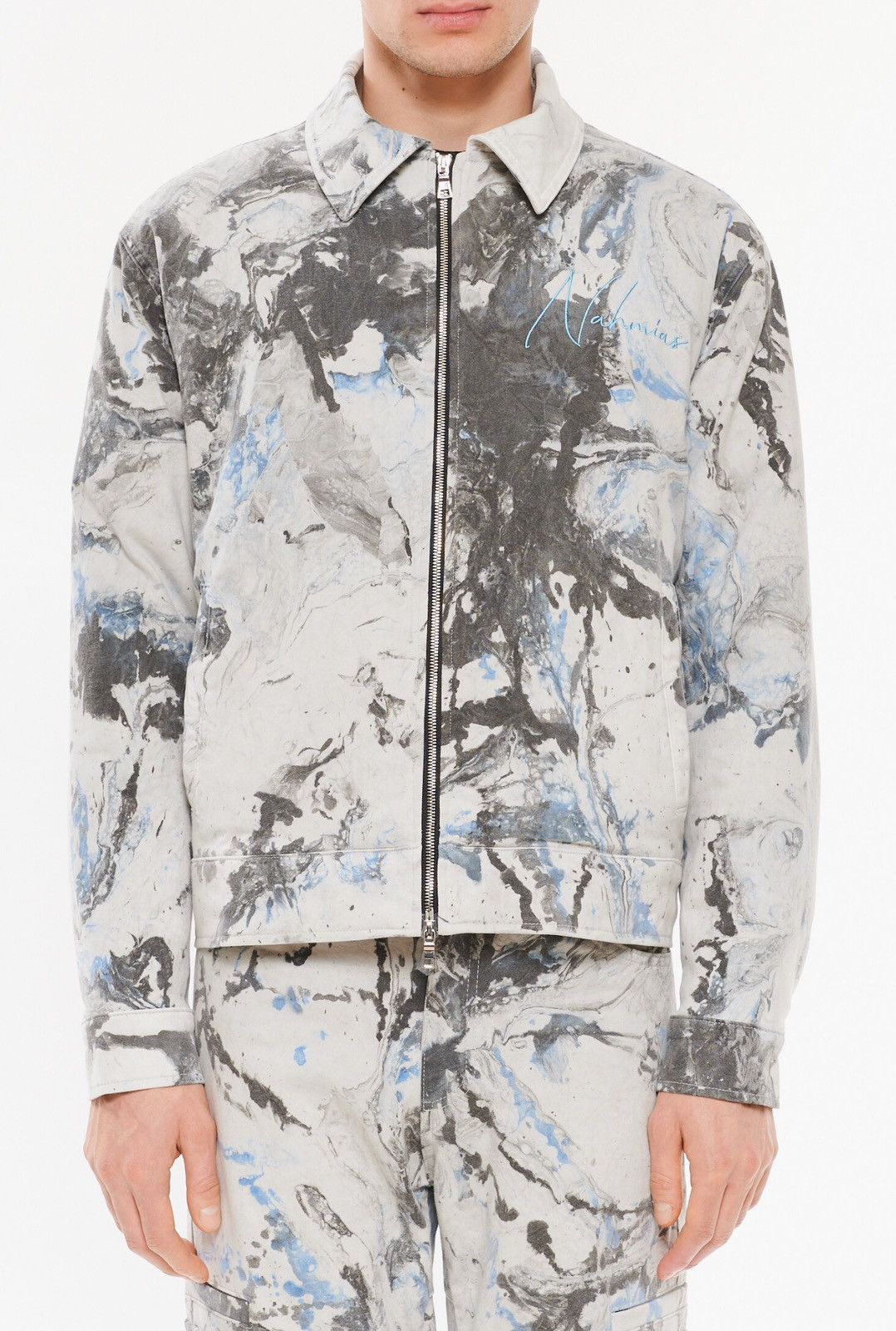 Nahmias Last Size Nahmias Zip White Marble Jacket Size US L / EU 52-54 / 3 - 1 Thumbnail