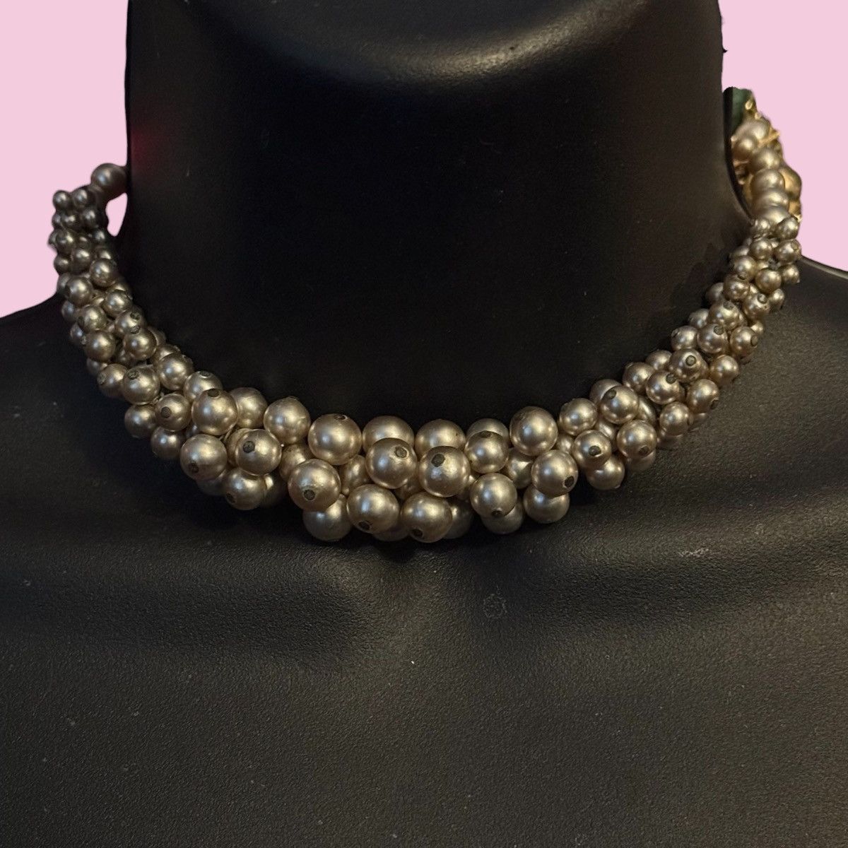 Vintage Vintage silver cluster pearl choker necklace Size ONE SIZE - 1 Thumbnail