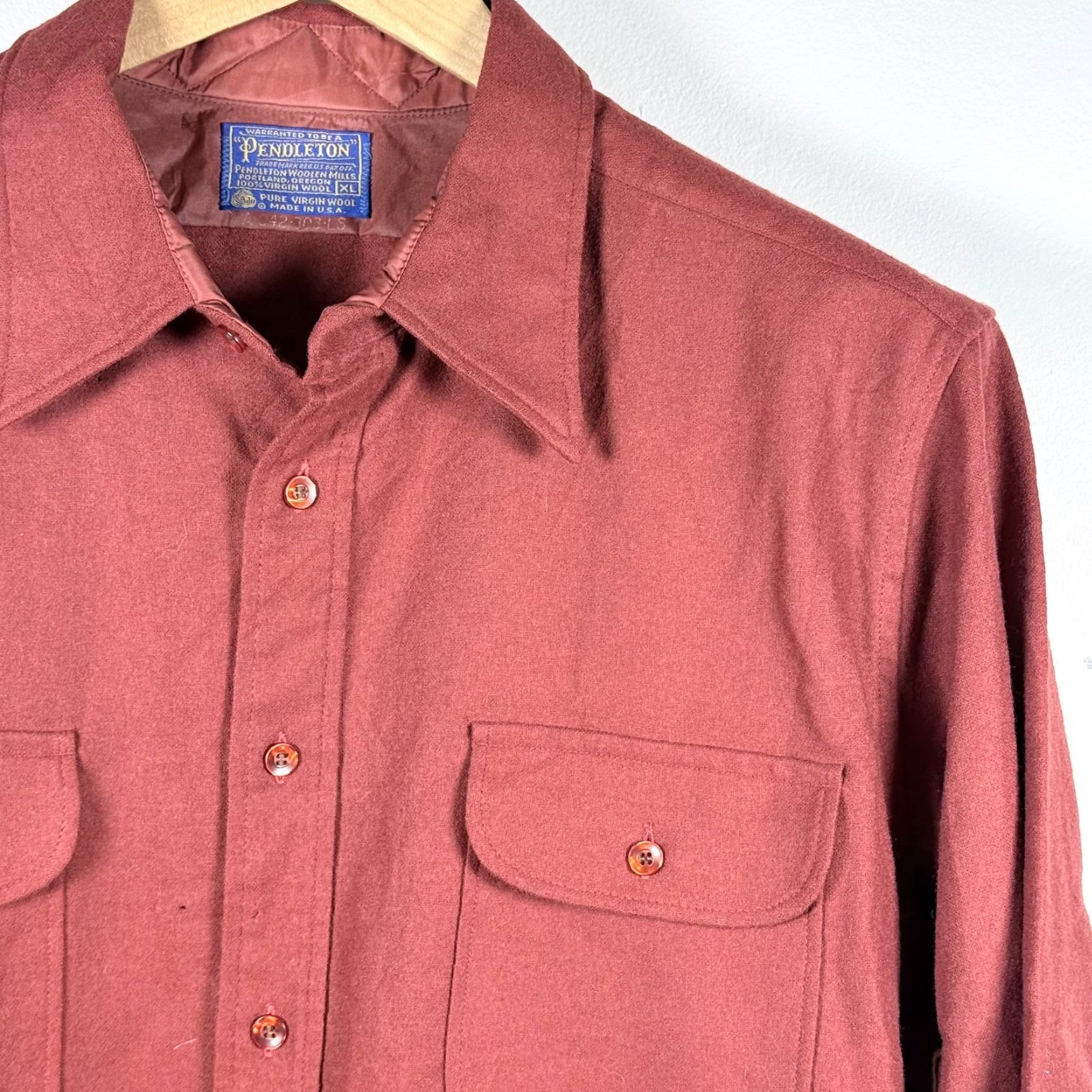 Pendleton VINTAGE Pendleton Shirt Red XL Wool Button-Up Long Sleeve Men USA Made Flaws Size US XL / EU 56 / 4 - 6 Thumbnail