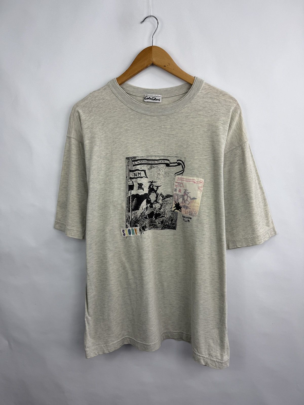 Carlo Colucci 🇫🇷 Vintage 90s Carlo Colucci Tripolitaine Retro Picture T-Shi Size US XL / EU 56 / 4 - 2 Thumbnail