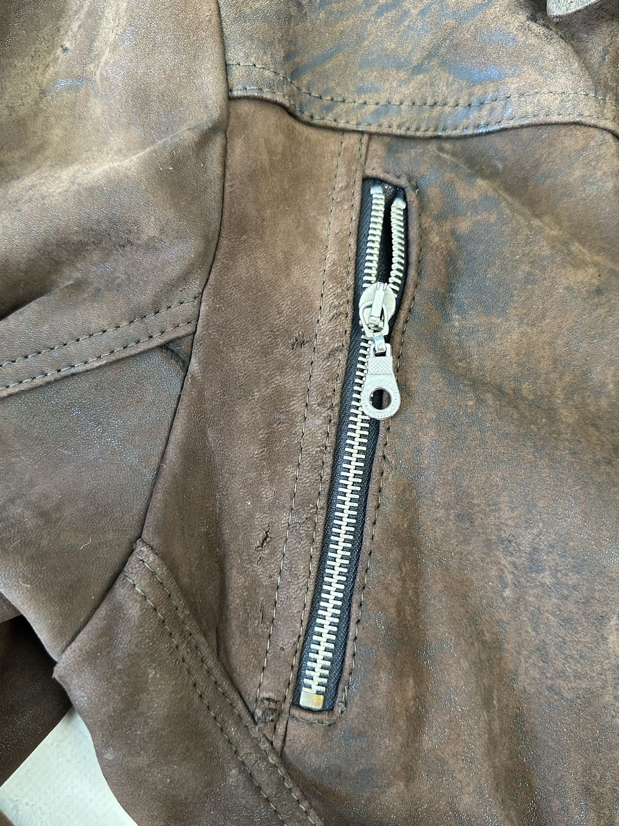 Vintage Vintage Real Leather Brown Cropped Biker Jacket Size M / US 6-8 / IT 42-44 - 7 Thumbnail