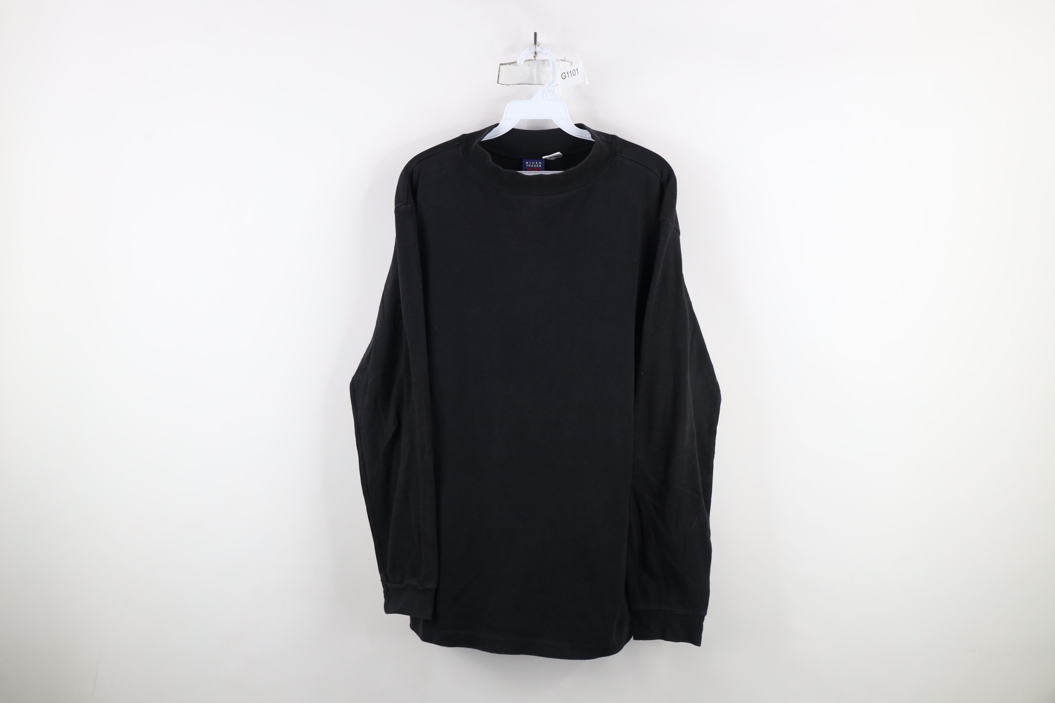 Vintage Vintage 90s Streetwear Mock Neck Long Sleeve T-Shirt Black Size XL / US 12-14 / IT 48-50 - 1 Thumbnail