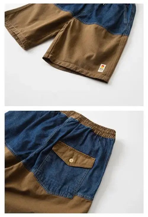 Jean 20SS Indigo Union Japan Khaki Denim Patchwork Shorts Size US 34 / EU 50 - 4 Thumbnail