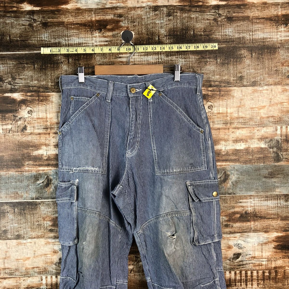 Japanese Brand Dogman Blue Striped Multipocket utility cargo Pants #A2160 Size US 33 - 4 Thumbnail