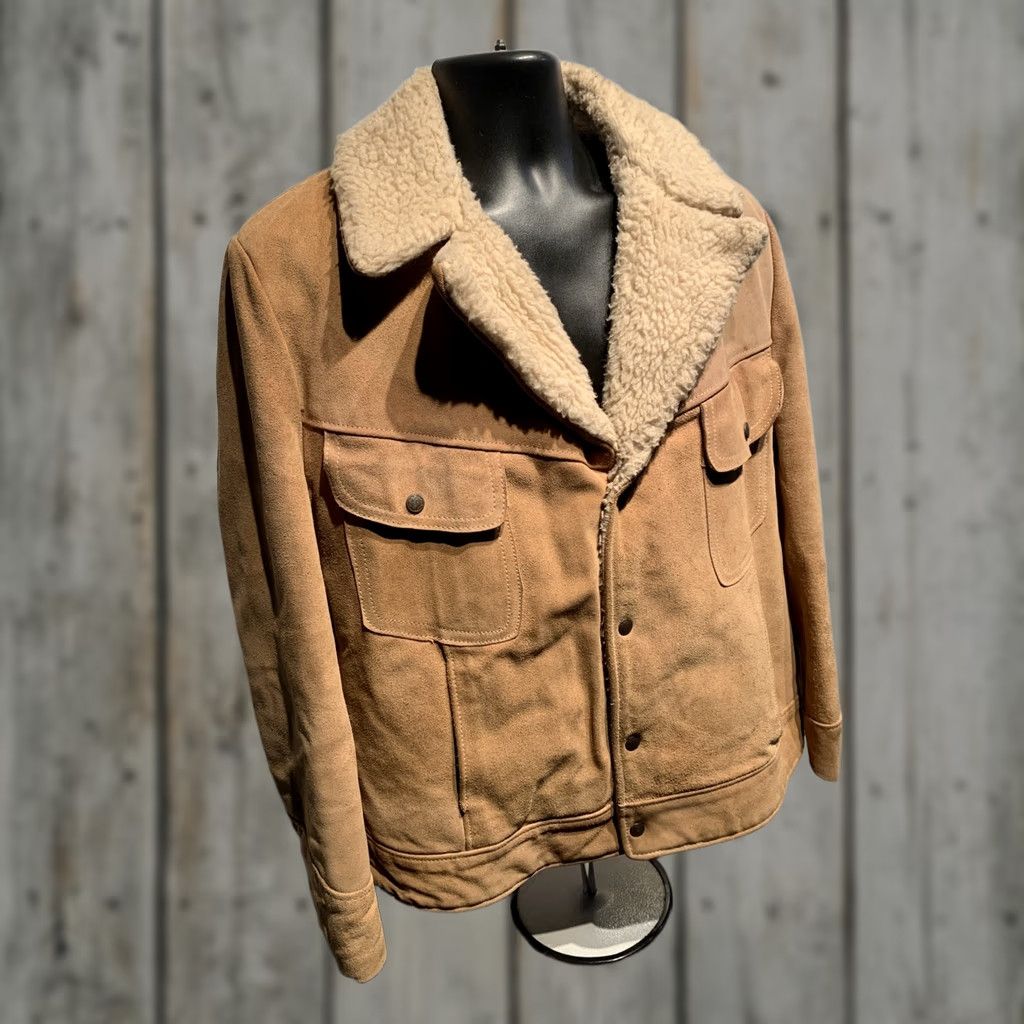 JCPenney VINTAGE Jcpenney Mountain Suede Leather Sherpa Lined Coat Jacket Mens 44 Western Vintage Size US S / EU 44-46 / 1 - 1 Thumbnail